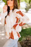 Multicolor Brushstroke Printed Smocking Blouse