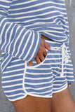 Striped Lounge Long Sleeves Shorts Set