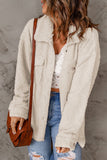 Flap Pockets Button Front Teddy Coat