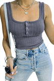 Ribbed Knit Henley Crop Tank