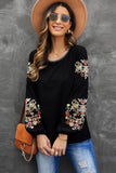 Floral Embroidery Long Sleeve Top