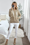 Kangaroo Pocket Button Lace Drawstring Hooded Pullover Sweater