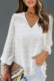 Swiss Dot Bubble Sleeve Blouse