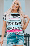 Cow Leopard Striped O-Neck Western Tee