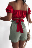 Frilled Drawstring Waist High Rise Shorts