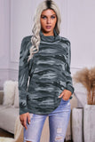 High Neck Camo Print Top