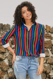 Navy Striped Modern Women Shirt