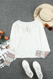 Lace up Contrast Wrist Long Sleeve Top