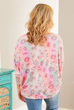 Pink Multiple Shades Leopard Print Plus Size Knit Top