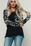 Camo Contrast Long Sleeve Top