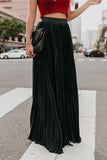 High Waisted Pleated Maxi Skirt