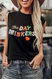 The DAY DRINKERS Letters Print Gray Tank Top