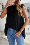 Black Frilled Detail Tulle Tank Top