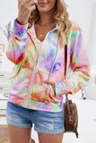 color Tie-dye Pocket Zip Up Hoodie