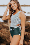 Printed Zipped Racerback Maillot