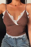 Lace Trim Ribbed Cami Top