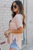 Leopard Jacquard Short Sleeve Satin Blouse