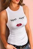 Crew Neck Eyelash Pattern Ribbed Knit Tank