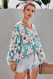 Boho Print Balloon Sleeve Blouse
