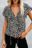 V-neck Short Sleeve Fashion Print Fantasy Fluttering Blouse