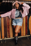 Fringe Plus Size Cropped Jacket