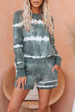 Tie-dyed Stripes Long Sleeve Shorts Lounge Set