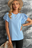 Hollow Out Ruffle Sleeve T-shirt