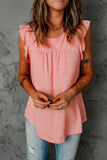 Pink Keyhole Back Ruffled Sleeveless Top