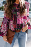 Multicolor Bohemian Floral Print Patchwork Top