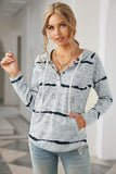 Tie-dye Stripe Button Drawstring Hoodie
