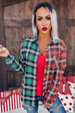 Plaid Color Block Buttoned Long Sleeve Shirt