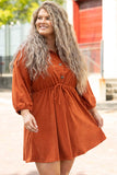 Plus Size High Waist Corduroy Dress