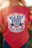 Red WILD WEST RODEO Letter Western Pattern Print Graphic T Shirt