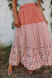 Floral Patchwork High Waist Maxi Skirt