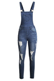Wash Distressed Jeans Overalls