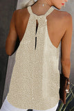 Khaki Dotted Print Tank with Slit