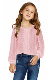 Swiss Dot Lace Splicing Long Sleeve Girl's Blouse