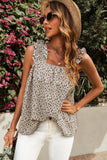Floral Ruffled Straps Flowy Tank Top