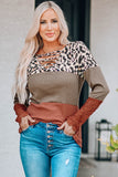 Lace Splicing Hollow-out Leopard Color Block Top