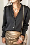 Frilled V Neckline Buttoned French Shirt