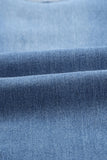 Print Stitching Ripped Skinny Jeans