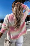 Multicolor Gradient Open Front Colorblock Tie-dye Cardigan