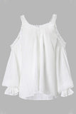 Lace Crochet Splicing Cold Shoulder V Neck Blouse