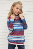 Cowl Neck Girl's Striped Sweatshirt