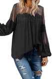 Fashion Lantern-Sleeve Lace Patchwork Top