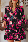 Abstract Print Ruffled Drawstring High Waist Mini Dress