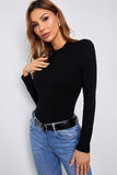 Black Zipper Slim-fit Long Sleeve Top