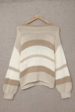 V-neck Knitted Lantern Sleeve Pullover Sweater