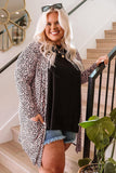 Print Open Front Plus Size Cardigan