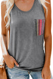Casual Women Tank Top with Multicolor Pocket